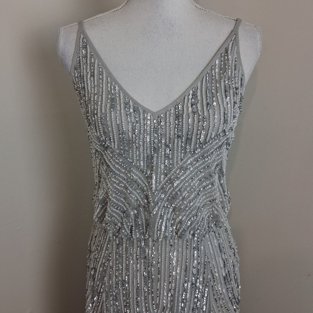 BHLDN Anthropology Fidelia Heavily Beaded Maxi Dress In Grey size 4 NWOT - Picture 8 of 15